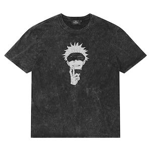 Gojo Satoru Jujutsu Kaisen T-Shirt featuring bold anime graphic. 100% cotton, durable and comfortable. Perfect gift for anime and manga fans.