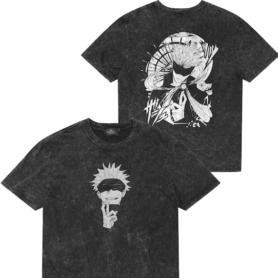 Gojo Satoru T-Shirt, JJK Anime Streetwear, Acid-Wash 100% Cotton Tee