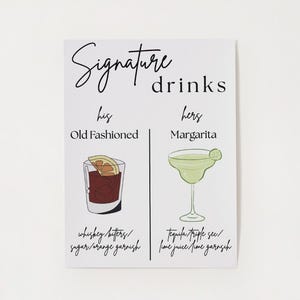 Wedding Signature Cocktail Sign - Moscow Mule and Margarita