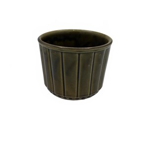 Vintage McCoy Pottery #490 Ribbed Planter Pot Olive Green Glaze Mid Century USA
