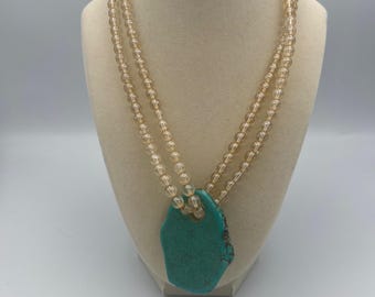 Turquoise Glow Vintage Beaded Necklace