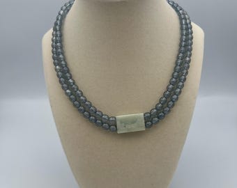 Salt Stone Double Strand Vintage Beaded Necklace