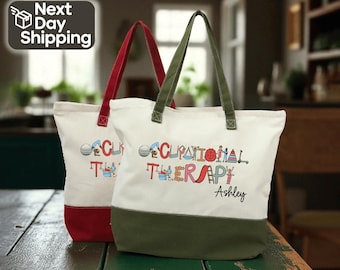 Personalized Occupational Therapy Tote Bag, Custom OT Therapist Name Bag, Rehab Professional Gift Tote Bag for Women