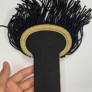 Black and Gold Military Epaulette with Fringe – Uniform Shoulder Board Costume Accessory