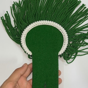 Military Shoulder Epaulette with Green Fringe – Uniform Accessory, Costume Decoration, Parade & Ceremonial Wear