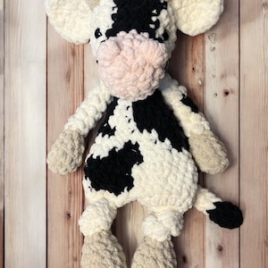 Crochet Cow Knotted Lovey | Handmade Baby Toy | Farm Animal Plushie | Cow Snuggler | Baby Shower Gift | Farm Animal Lovey | READY TO SHIP