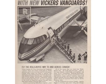 Trans Canada Air Lines Vickers Vanguard Rolls Royce Aircraft Print Ad 1961