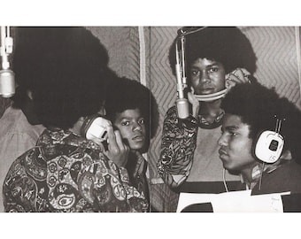 Michael Jackson c. 1970s with Jackson 5 Studio Recording Two Page Magazine Print