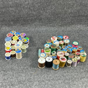Sewing Thread Spools 40 Vintage 1940s–1990s 19 Modern Pre 2010  Wooden Plastic
