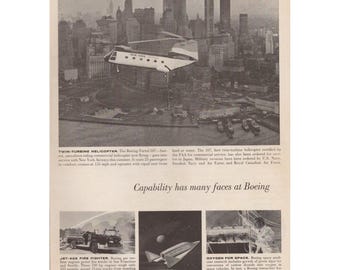 Boeing Vertol 107 Turbine Fire Truck Engine Dyna Soar Space Oxygen Print Ad 1961