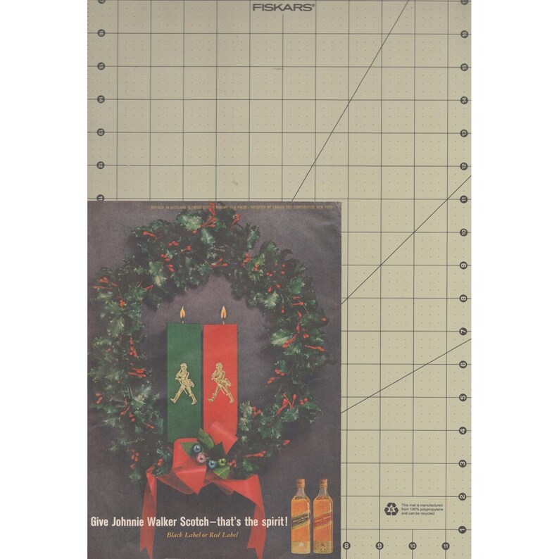 1961 Johnnie Walker Vintage Print Ad Scotch Whisky Christmas Black Red Label image 2