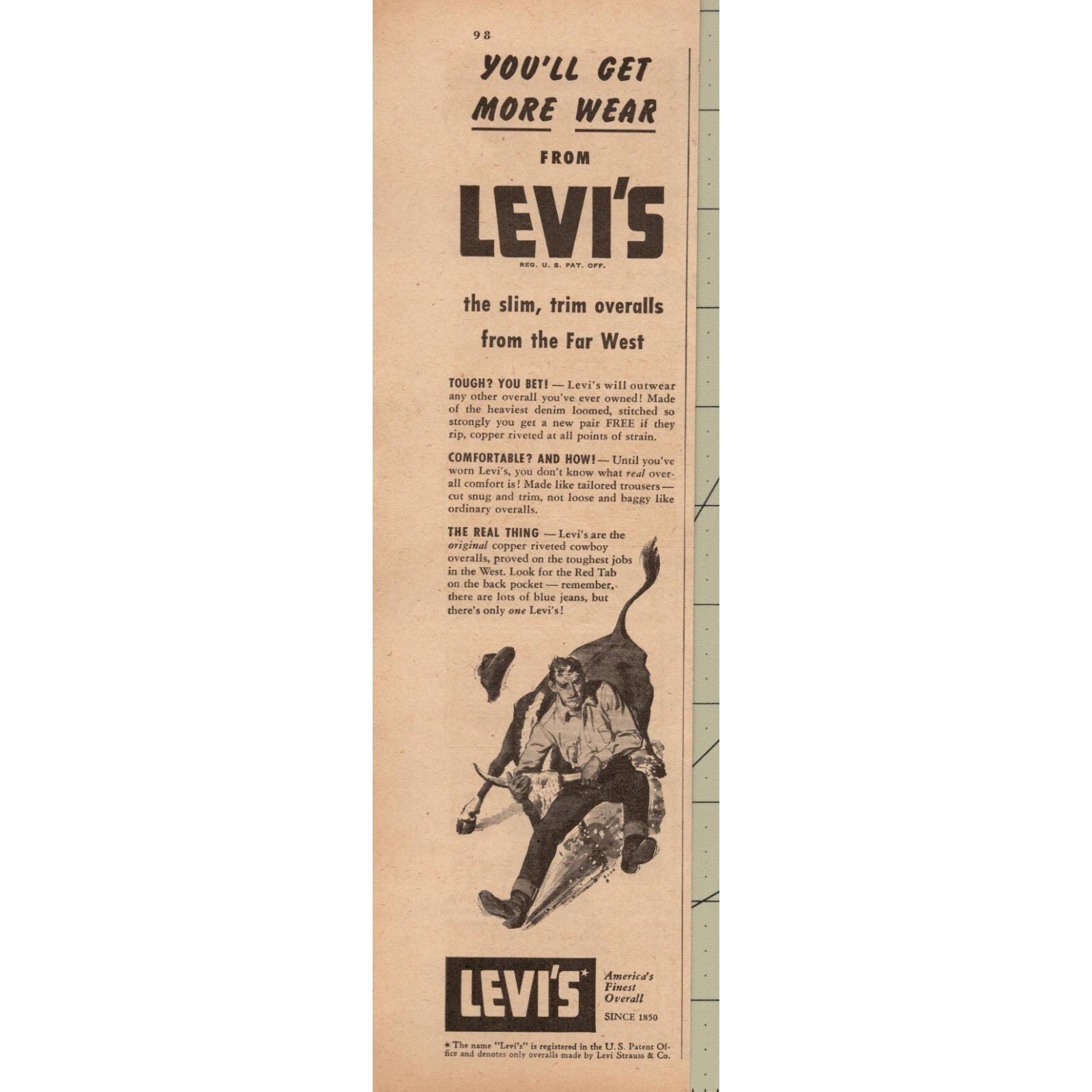 Vintage Levis Advertisement - Etsy