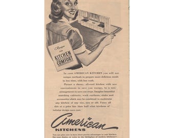 American Kitchens Connersville dans une armoire en acier moderne du milieu du siècle, 1945