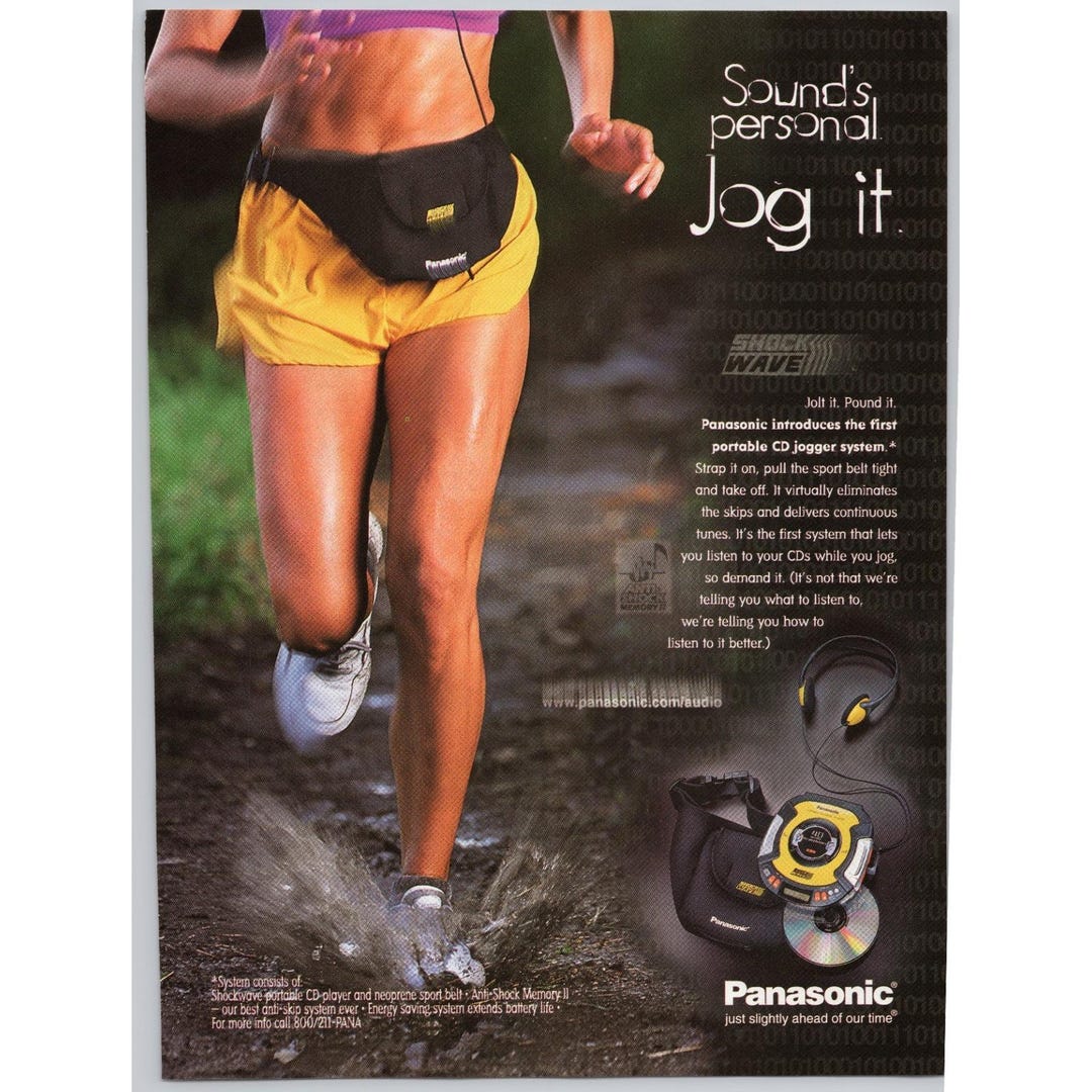 Panasonic Shockwave Portable CD Jogger Running Audio Vintage Print Ad ...
