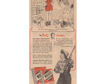 1945 Publicité imprimée Wheaties Betty Crocker General Mills Cereal Breakfast of Champions