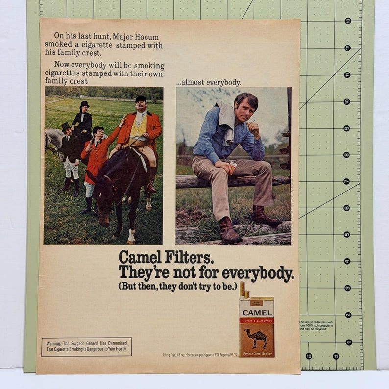 Camel Filters Cigarette Fox Hunt Major Hocum Vintage Tobacco Print Ad 1972 image 4