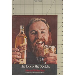1969 Johnnie Walker Red Label Scotch Whisky Vintage Print Ad Red Bearded Man bild 3