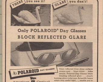 American Wartime Polaroid Day Glasses Antireflet Lunettes De Soleil Impression Publicité 1945