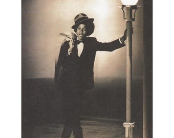 Michael Jackson c. early 1970s Fedora Stage Pose Farewell Tribute Magazine Print