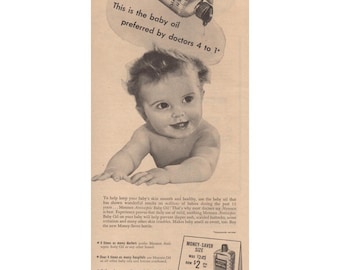 Publicité imprimée Mennen antiseptique pour bébés avec huile pour bébés, 1945