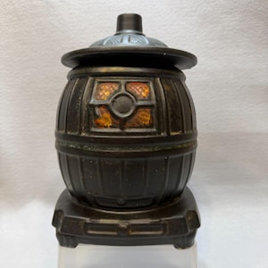 Vintage c1960s McCoy Pot Belly Stove Cookie Jar Made In USA Mid Century Decor