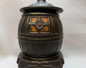 Vintage c1960s McCoy Pot Belly Stove Cookie Jar Made In USA Mid Century Decor