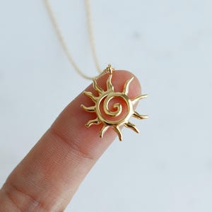 Spiral Sun Necklace, Wavy Rays, Gold Dipped, Coastal Jewelry, Women's Pendant, Birthdays, Her Gift, Bridal