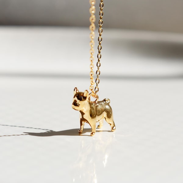 Small French Bulldog Necklace, Fur Mom, Dainty Puppy Full Body, Cute Pet Dog Jewelry, Women's Pendant for Birthdays, Gifts and Occasions