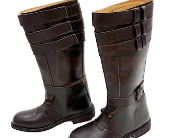 Custom Leather Cosplay Boots – Handmade Tall Wrap Boots for Sci-Fi & Fantasy Costumes
