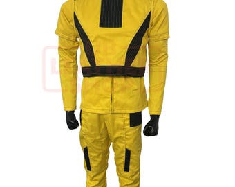 Personalized Bounty Hunter Cosplay Base Outfit | Yellow Flight Suit & Flak Vest with Black Accents