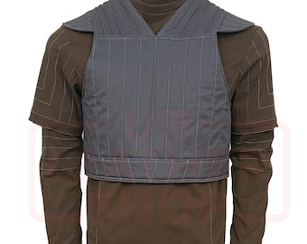 Custom Brown Flight Suit & Gray Flak Vest | 3-Piece Bounty Hunter Cosplay Costume | Sci-Fi Armor Outfit