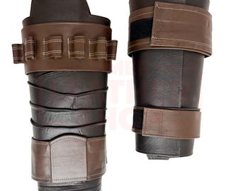 Custom Leather Leg Gaiters, Handmade Cosplay Armor, Sci-Fi Costume