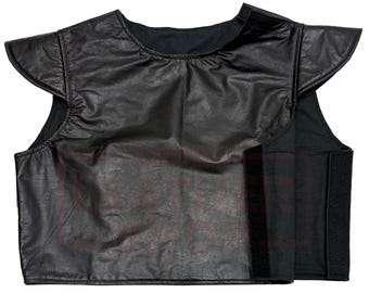 Colete à prova de balas artesanal em couro preto - Fantasia para cosplay, estilo motociclista