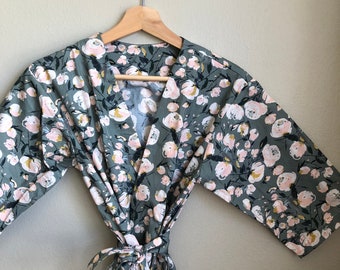 SET of 6 - 15% Discount Gray Bridesmaids Robe. Blue Bridesmaids Robes. Bridesmaid Robes. Kimono. Napa Evening Skies.