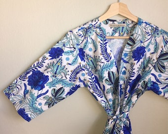 Blue Kimono Robe. Blue Bridesmaid Robes. Kimono Robe Long. Kimono Robe Short. Cotton Kimono Robe. Cotton Kimono. Bohemian Blue Collection.