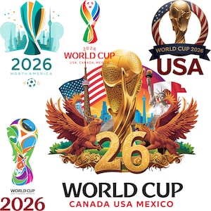 10 2026 Soccer Bundle PNG Football Tournament Clipart USA Canada Mexico Trophy Graphics Sports Event Design Transparent Background