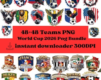 World Cup 2026 National Teams PNG Bundle 96 Soccer Country Clipart Football Nations Designs USA Canada Mexico Cup world PNG Digital Download
