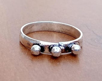 Handmade Sterling Silver Hammered Band Ring, Minimalist Boho Style