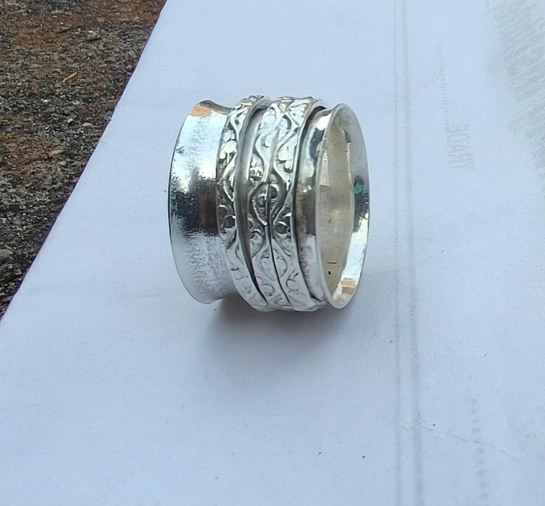 Handmade Sterling Silver Spinner Ring: Boho Fidget Meditation Band - Etsy