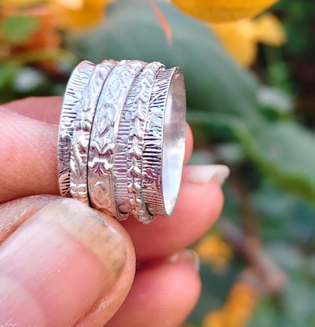 Sterling Silver Spinner Ring – Minimalist Meditation Worry Band ...