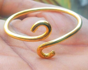 Bracelete espiral dourado e prateado para o braço – Pulseira ajustável feita à mão para a parte superior do braço, um presente perfeito para ela.