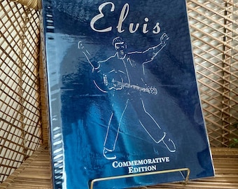 Elvis Presley Commemorative Edition “Blue Suede” Book with Guitar Charm Bookmark and Protective Cover