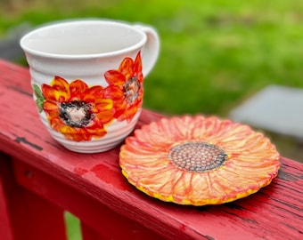 Sonnenblume Becher und Schüssel Set: 20 Unzen Keramik Suppentasse