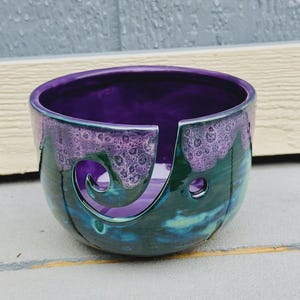 Large Peacock Purple Yarn Bowl: Knitting & Crochet Accessory