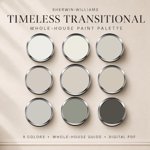 Sherwin Williams Whole House Paint Palette PDF, Transitional Home Color Scheme, Warm Neutral Room by Room Interior Paint Guide