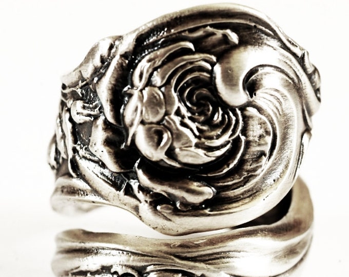 Victorian Rose Sterling Silver Spoon Ring Handmade & - Etsy