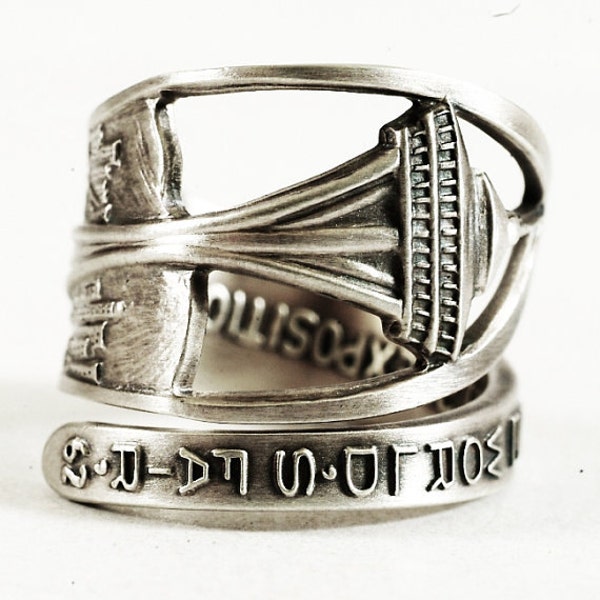 Anillo de Seattle, Aguja Espacial, Anillo de Cuchara de Plata Esterlina, Joyería de Seattle, Anillo Estatal de Washington, Aguja Espacial de Seattle, Anillo Ajustable (7599)