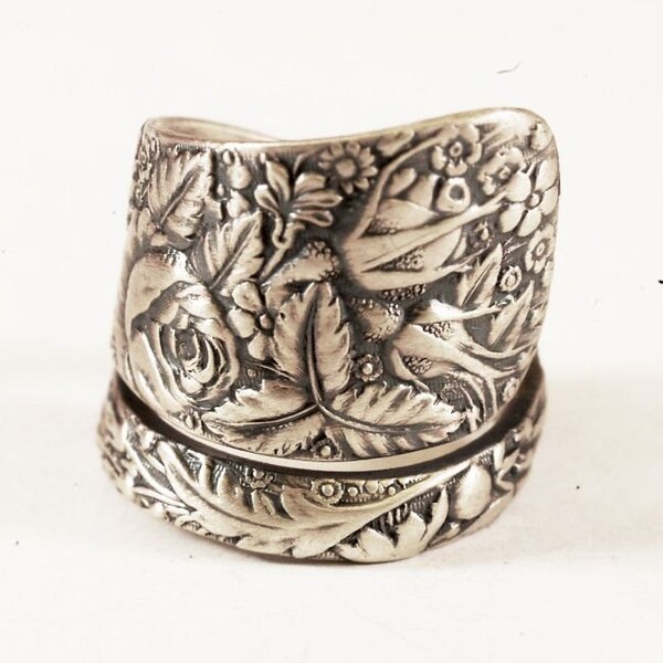 Rose Ring, Sterling Suilver Spoon Ring, Rose Garden,  Antique Towle Silver "Arlington" of 1884, Gardener Gift for Her, Adjustable Size, 6780