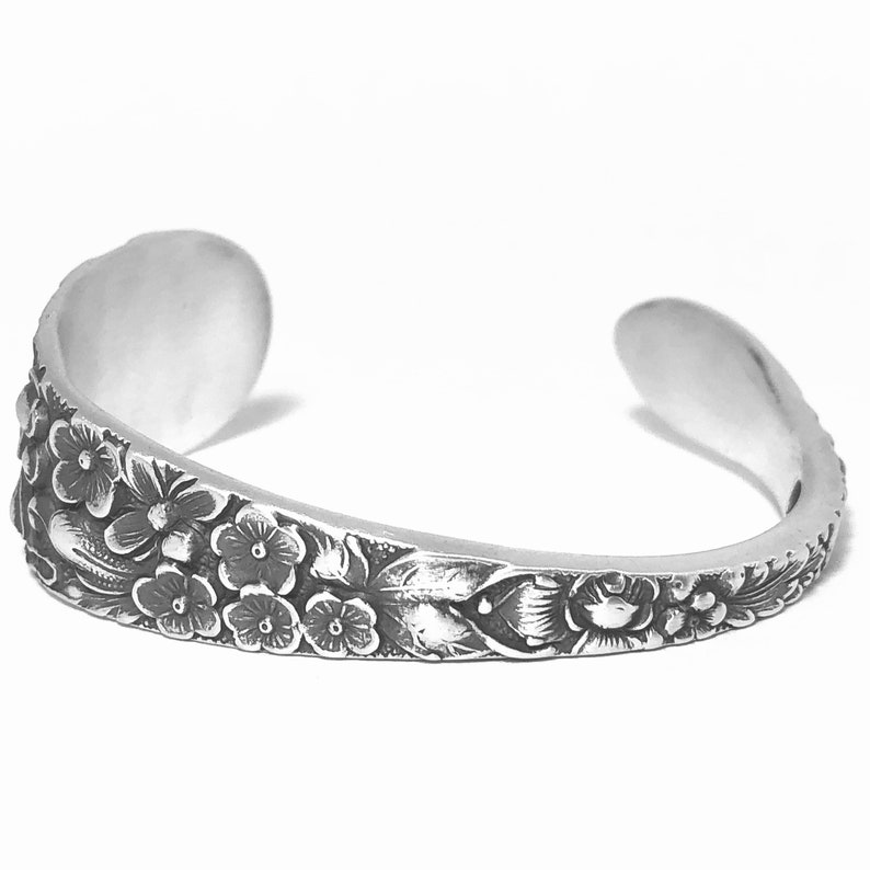 Rose Bracelet Antique Stieff Sterling 1892 Rose Bracelet Antique Sterling Silver Spoon Bracelet Silver Floral Bracelet for Women B7395