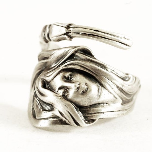 Greek Goddess Ring, Sterling Silver Spoon Ring, Daphne Ring, Statement Ring, Pinky Ring, Godess Ring, Gift For Her, Adjustable Ring Size 897